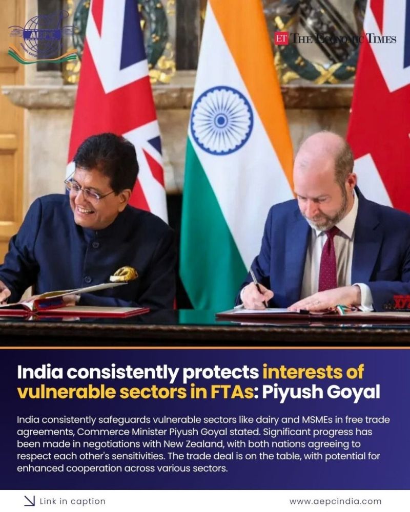 India Prioritizes Dairy and MSMEs in Ongoing FTA Talks with New Zealand